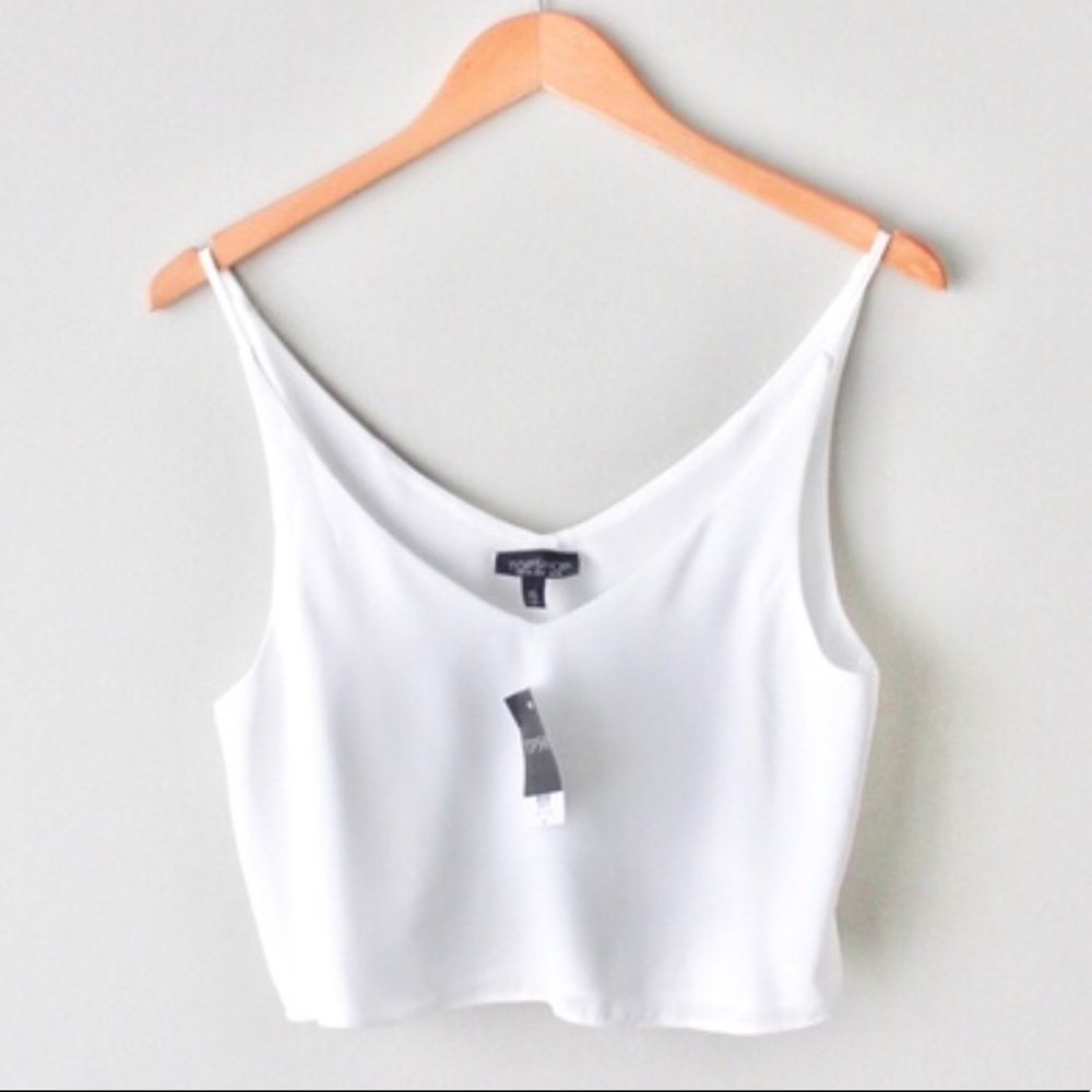NWT TOPSHOP White Plunge V-Neck Crop Cami